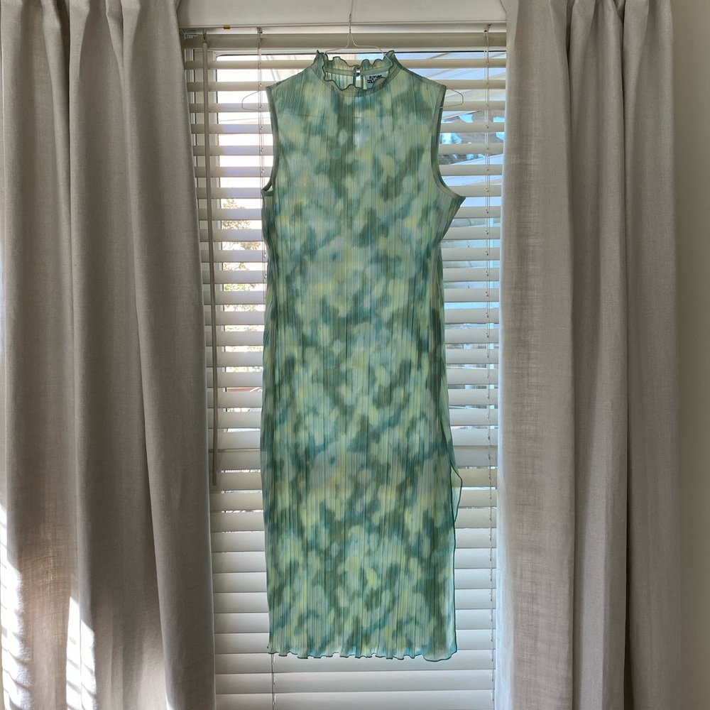 Future Collective Watercolor Plisse Midi-dress